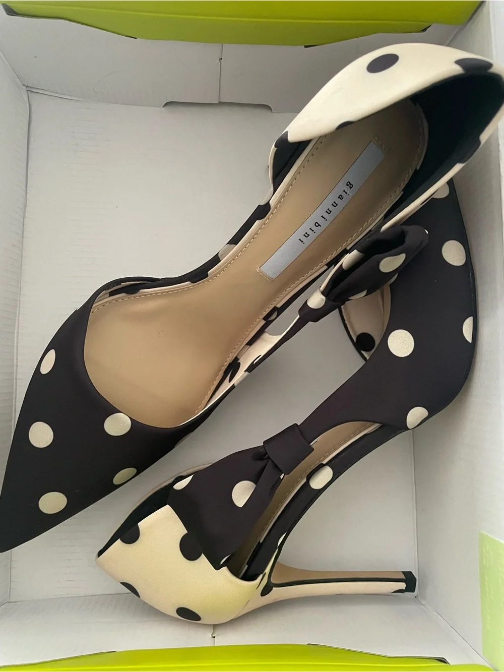 NIB Gianni Bini Sawyer Polka Dot Satin Bow Pointed Toe Pumps - 10